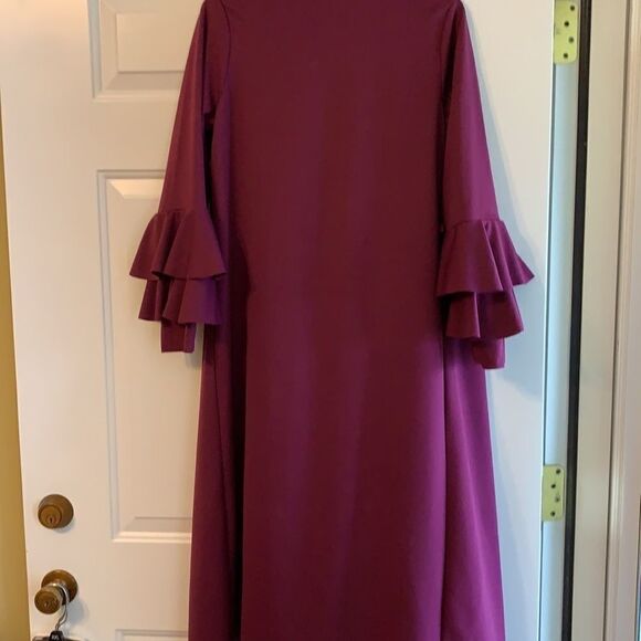 Purple ruffle sleeve kimono duster MISSING BELT - Picture 6 of 8
